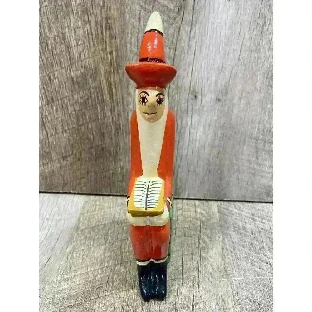 Handmade Wooden Santa Figure Present Carved Folk Art Yvens Leger Made In Haiti